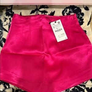 Zara Fuchsia Satin Shorts